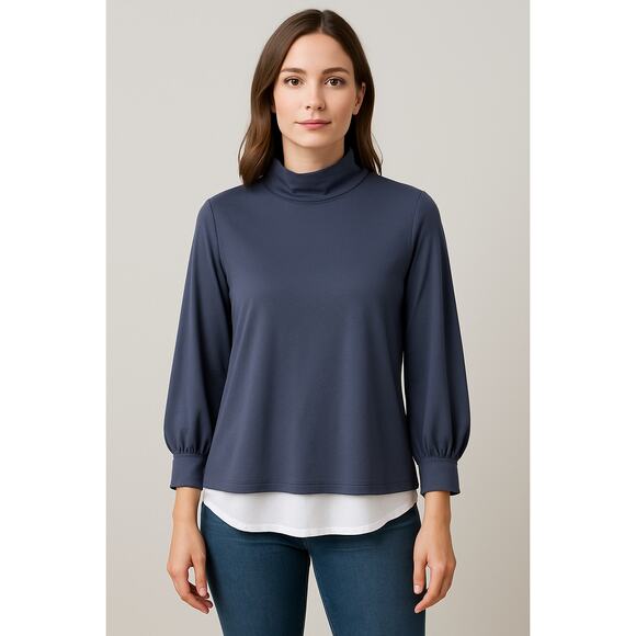 NWT Susana Monaco Long Sleeve Turtleneck Small Stretch Gray Minimal Fall Layer - Picture 1 of 7
